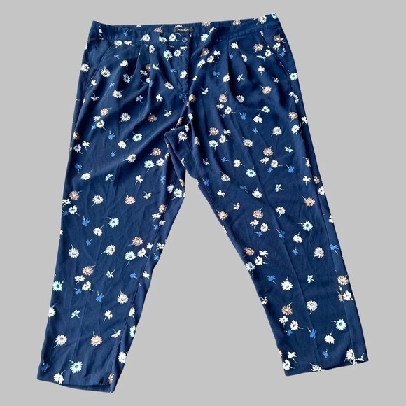 Michel Studio Allover Floral Print Pleated Front  Pants - Picture 1 of 11